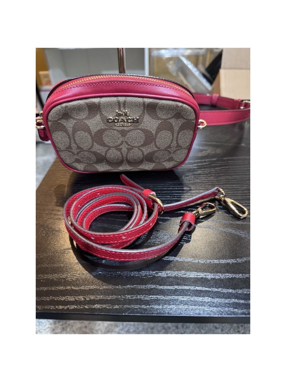 Coach Convertible Belt Bag in Signature Canvas Red